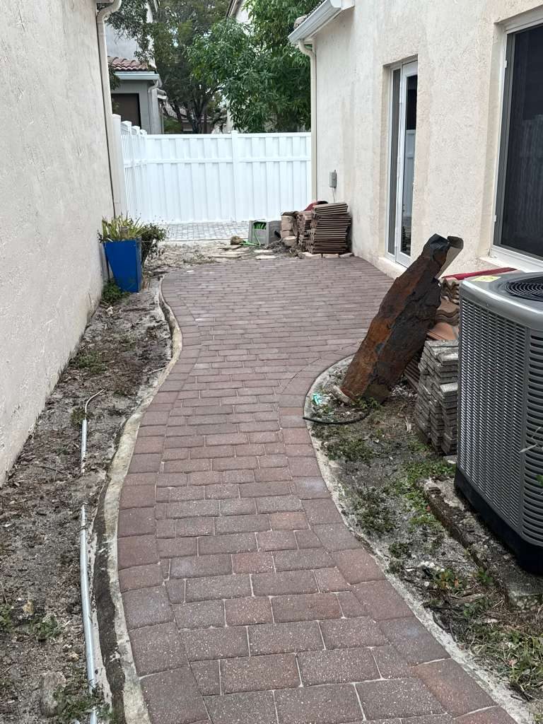 Brick paver walkway after pressure cleaning