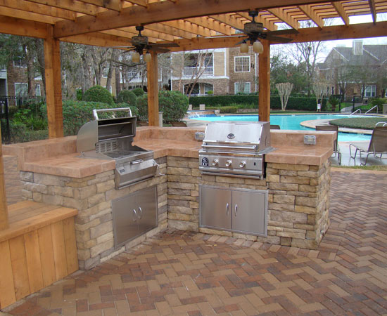 Covered patio kitchen